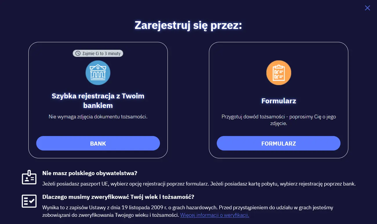 total casino register options